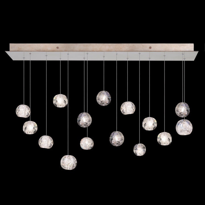 Fine Art Handcrafted Lighting Natural Inspirations 48"W Rectangular Pendant in Mottled Gold Leaf, Nebula (853740-206LD)