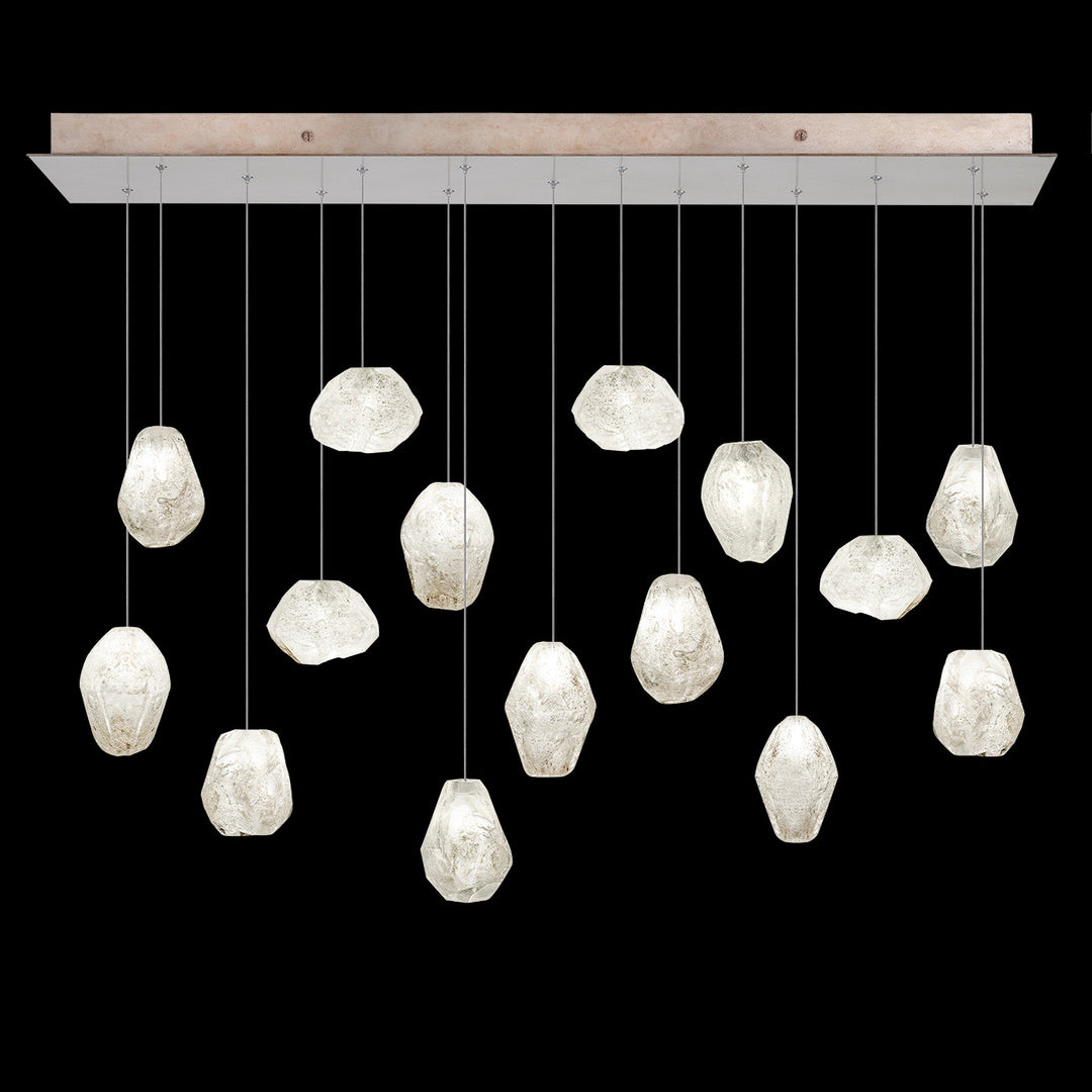 Fine Art Handcrafted Lighting Natural Inspirations 48"W Rectangular Pendant in Mottled Gold Leaf, Clear Quartz (853740-23LD)