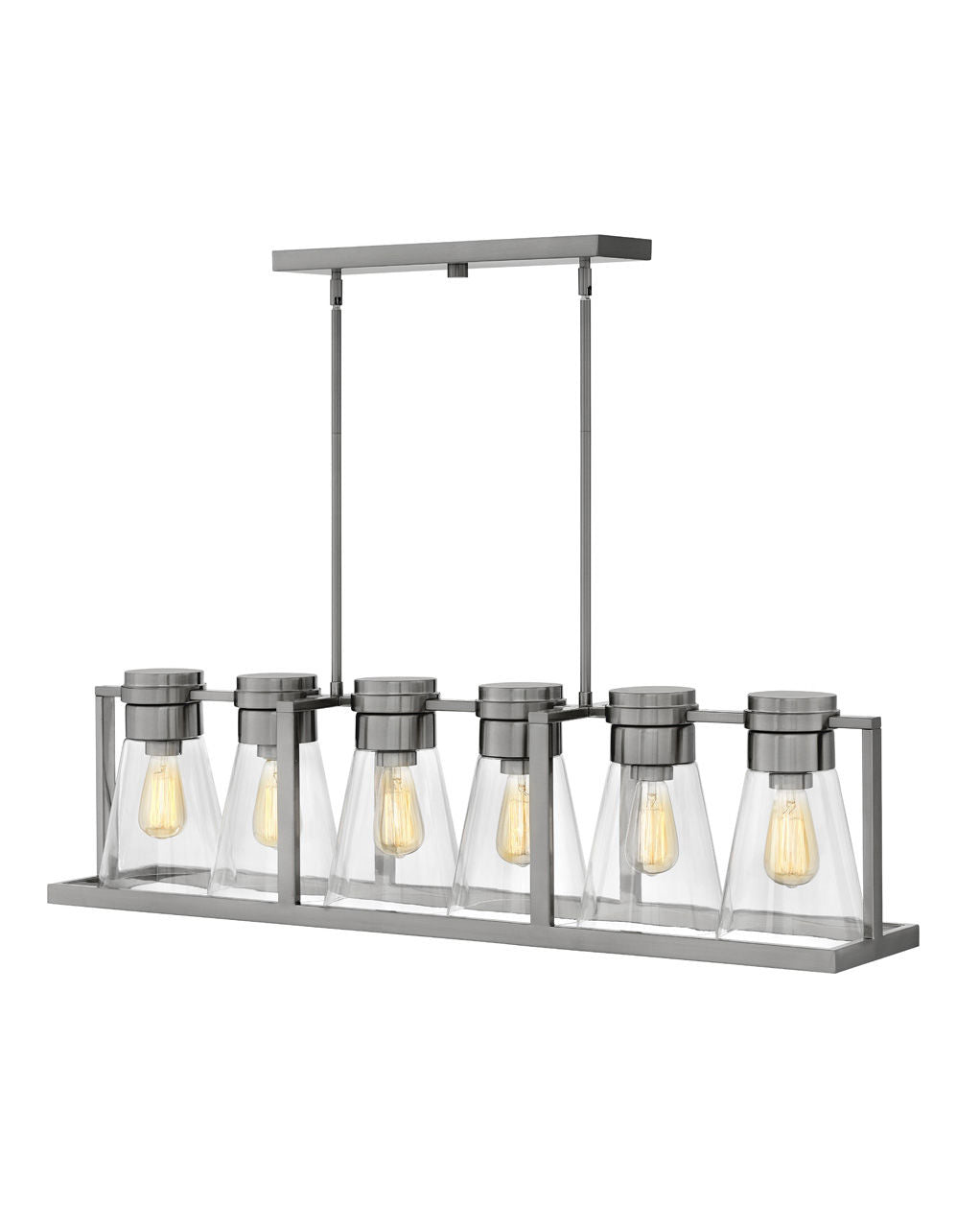 Hinkley Refinery Chandelier Chandeliers Hinkley Brushed Nickel with Clear glass 8.25x43.75x11.25 
