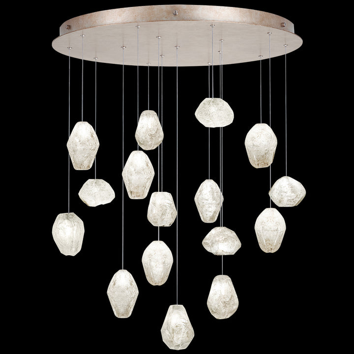 Fine Art Handcrafted Lighting Natural Inspirations 32"W Round Pendant in Mottled Gold Leaf, Clear Quartz (862840-23LD)