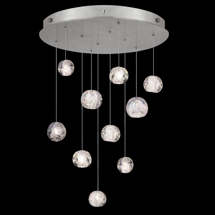 Fine Art Handcrafted Lighting Natural Inspirations 22"W Round Pendant in Standard Silver Leaf, Nebula (863540-106LD)