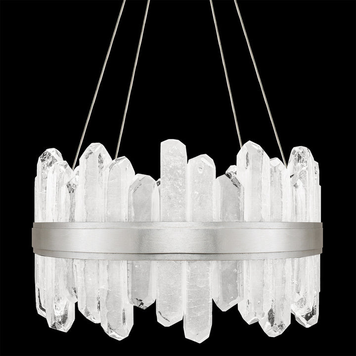 Fine Art Handcrafted Lighting Lior 21"W Round Pendant 882040 in Standard Silver Leaf (882040-1ST)