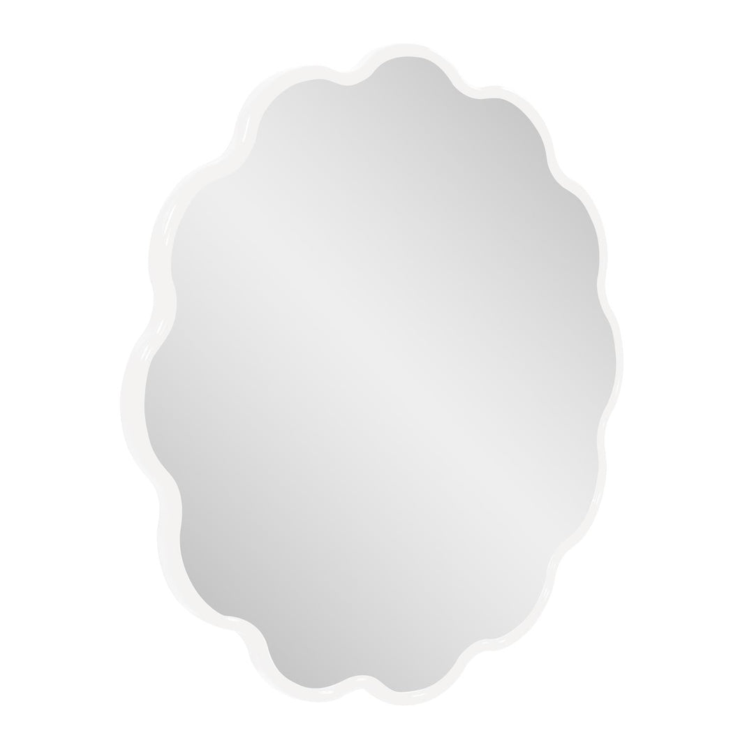 Howard Elliott Collection Kushi Round Scalloped Edge Mirror in Glossy White