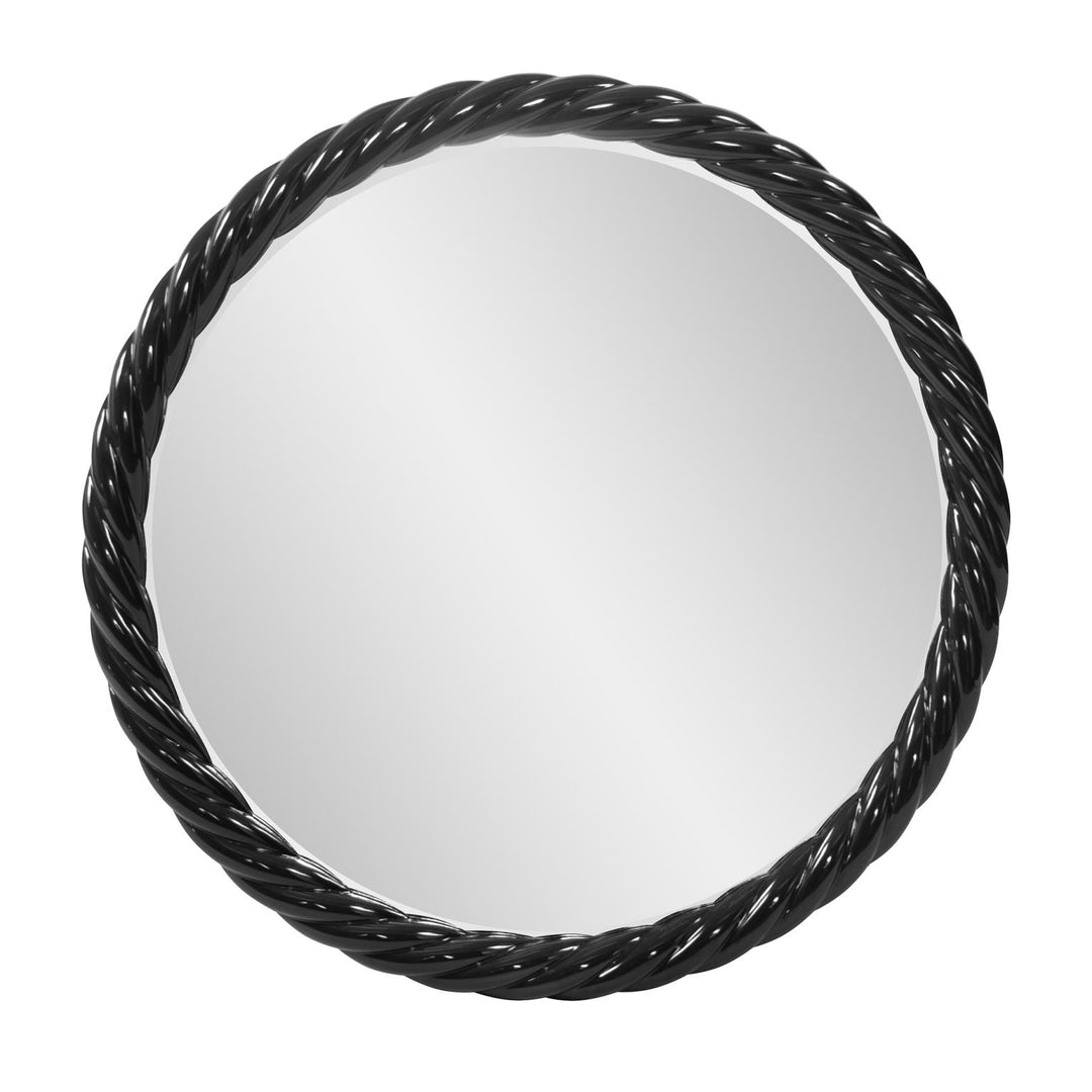 Howard Elliott Collection Gita Braided Round Mirror in Glossy Black