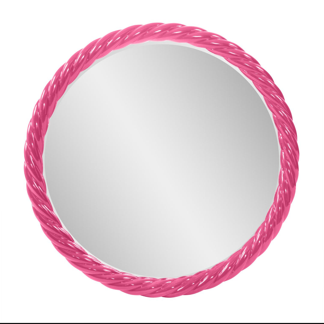 Howard Elliott Collection Gita Braided Round Mirror in Glossy Hot Pink