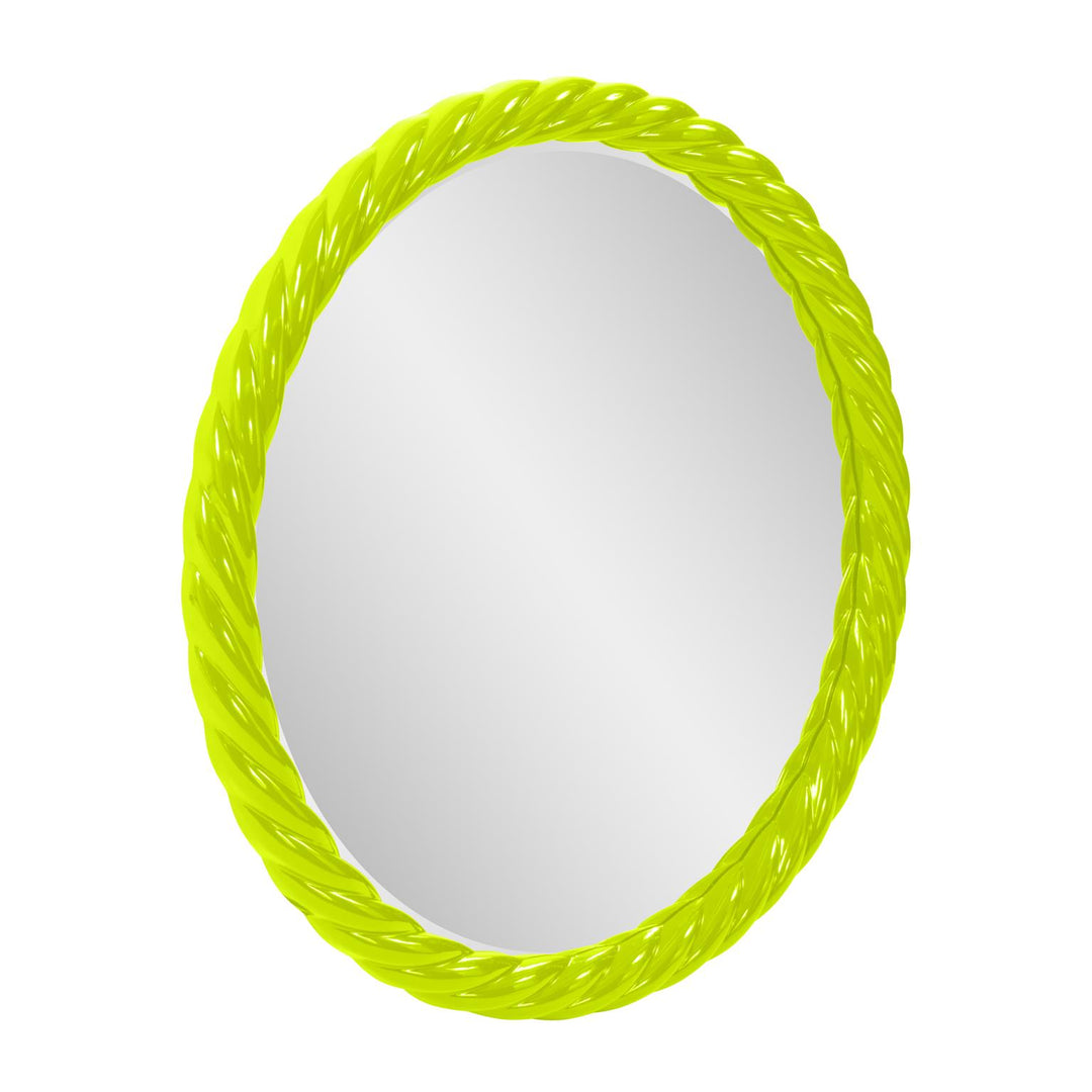 Howard Elliott Collection Gita Braided Round Mirror in Glossy Green