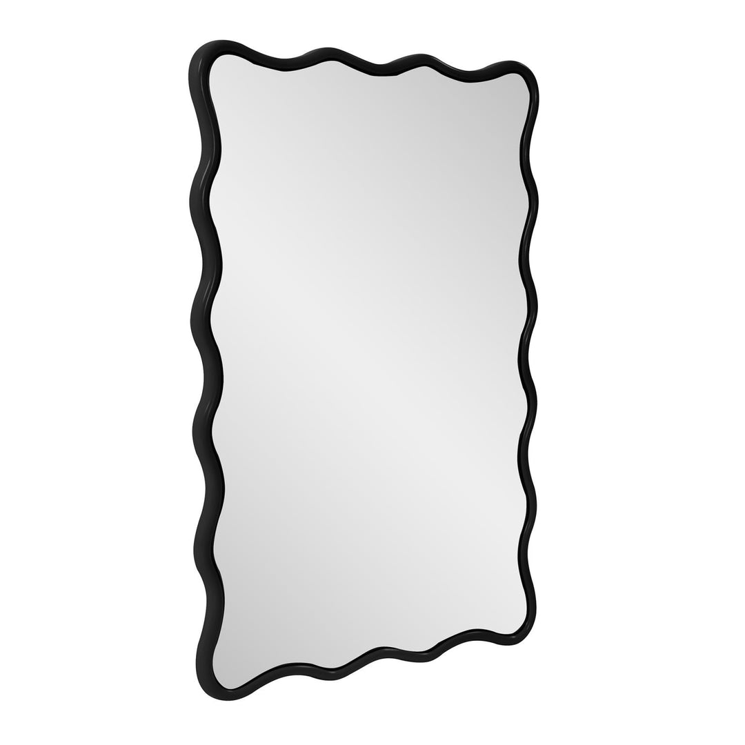 Howard Elliott Collection Maya Rectangular Waved Edge Mirror in Glossy Black