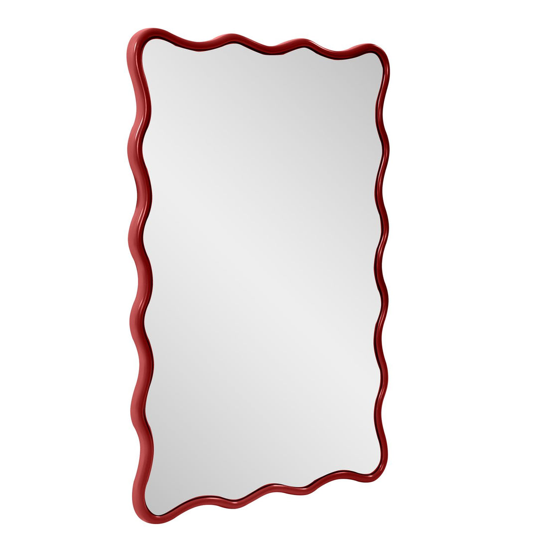 Howard Elliott Collection Maya Rectangular Waved Edge Mirror in Glossy Burgundy