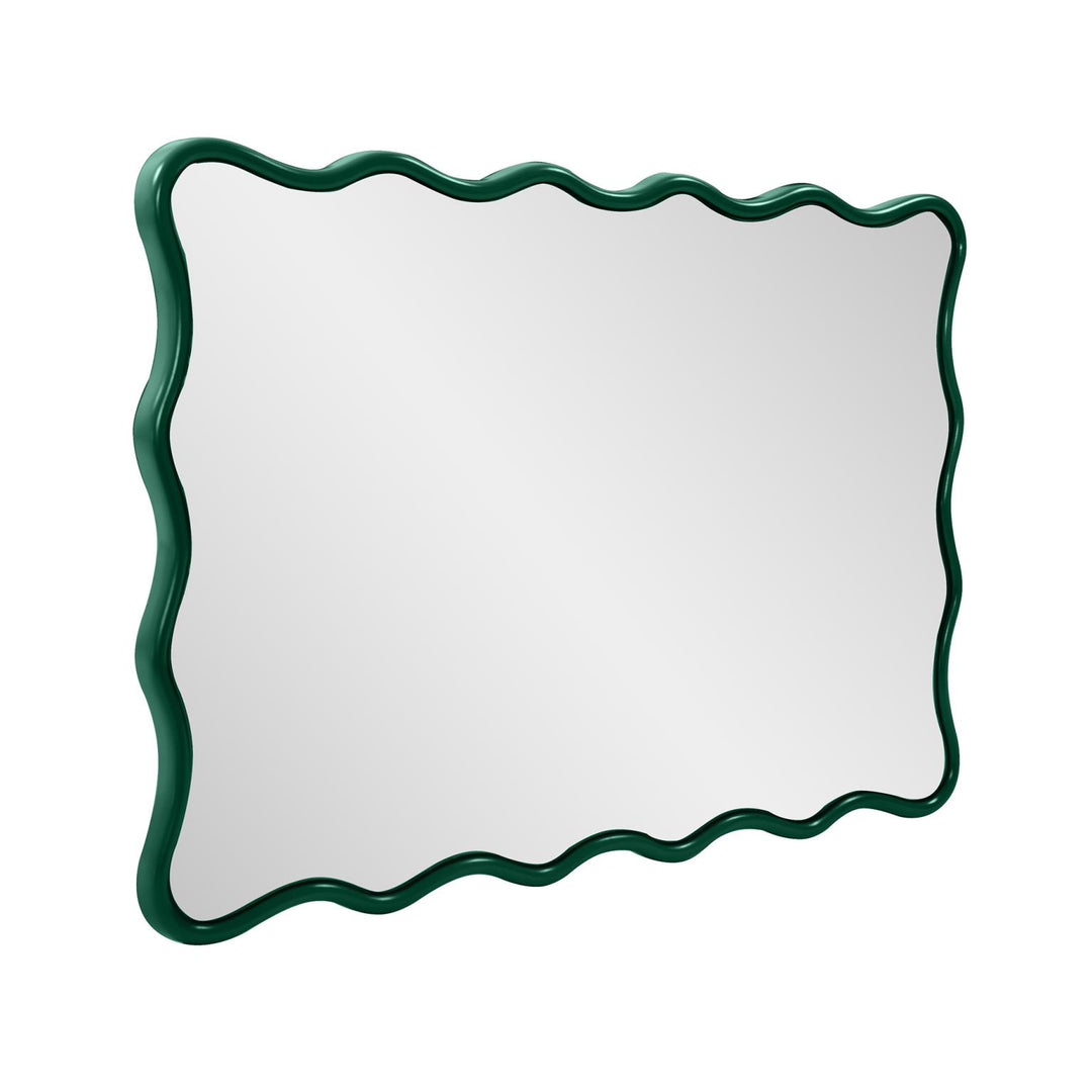 Howard Elliott Collection Maya Rectangular Waved Edge Mirror in Glossy Hunter Green