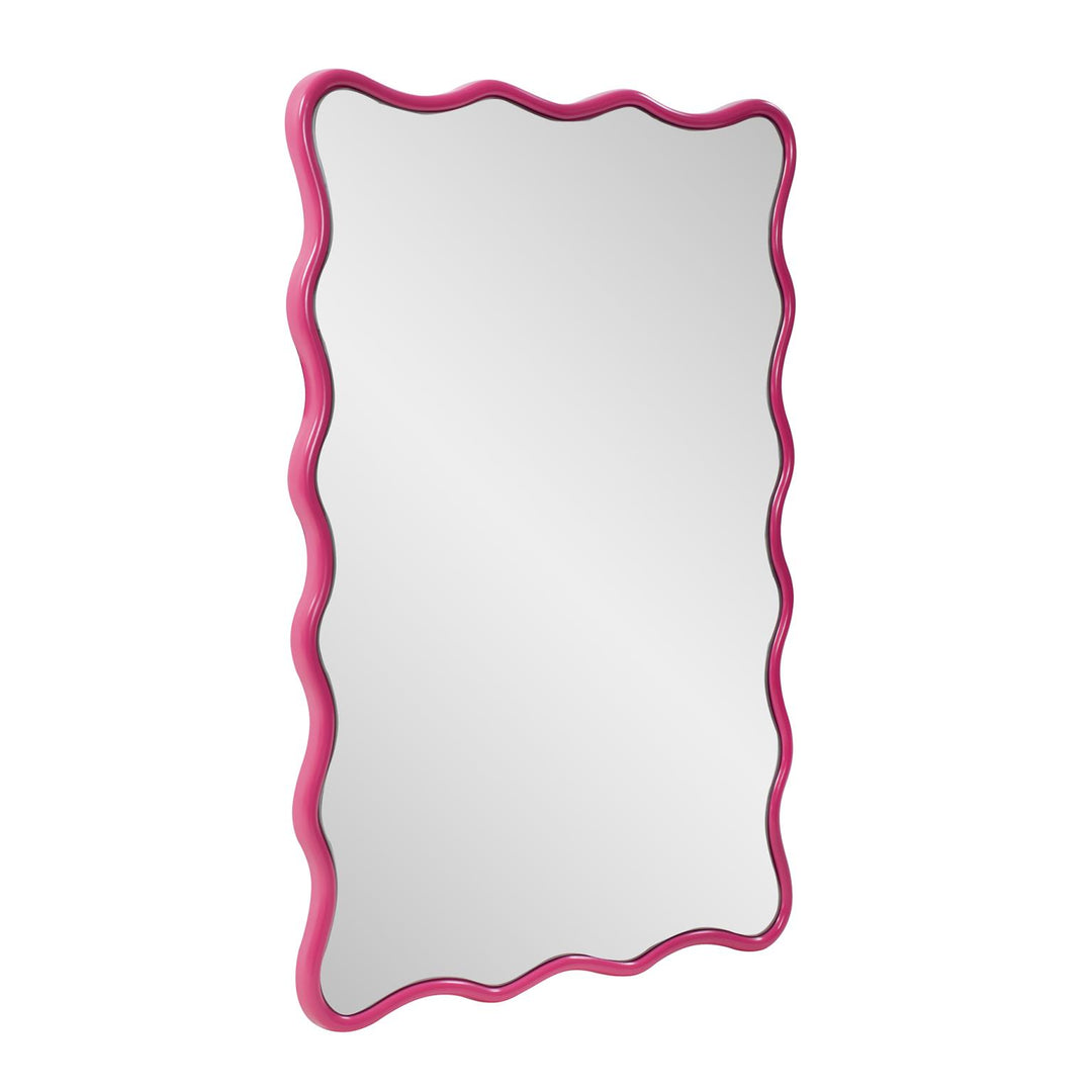 Howard Elliott Collection Maya Rectangular Waved Edge Mirror in Glossy Hot Pink