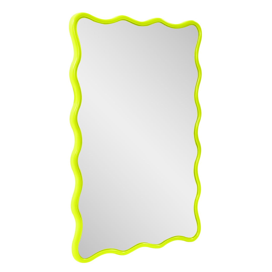 Howard Elliott Collection Maya Rectangular Waved Edge Mirror in Glossy Green