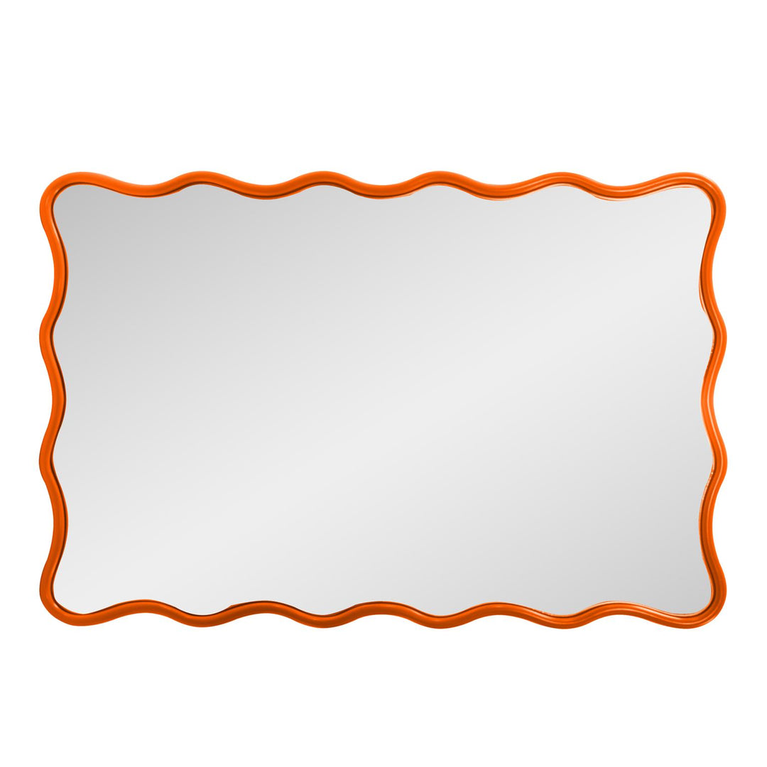 Howard Elliott Collection Maya Rectangular Waved Edge Mirror in Glossy Orange