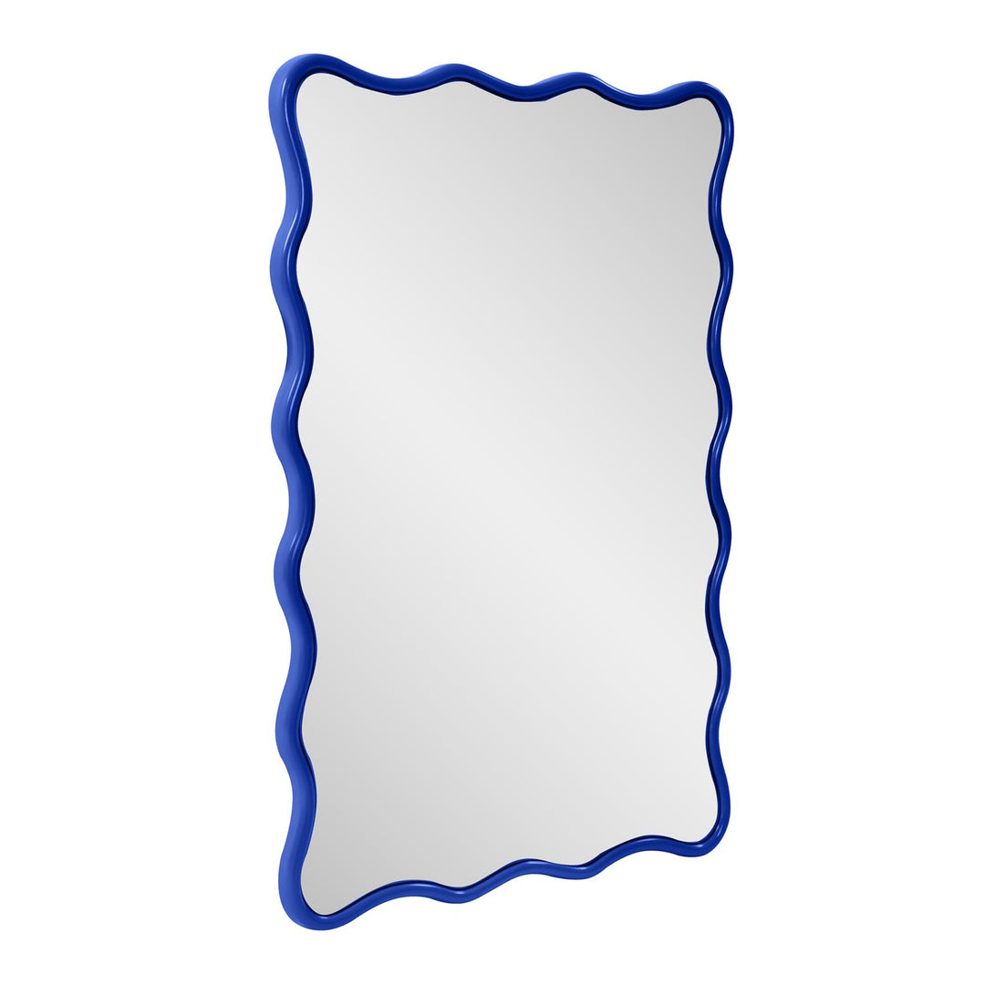 Howard Elliott Collection Maya Rectangular Waved Edge Mirror in Glossy Royal Blue