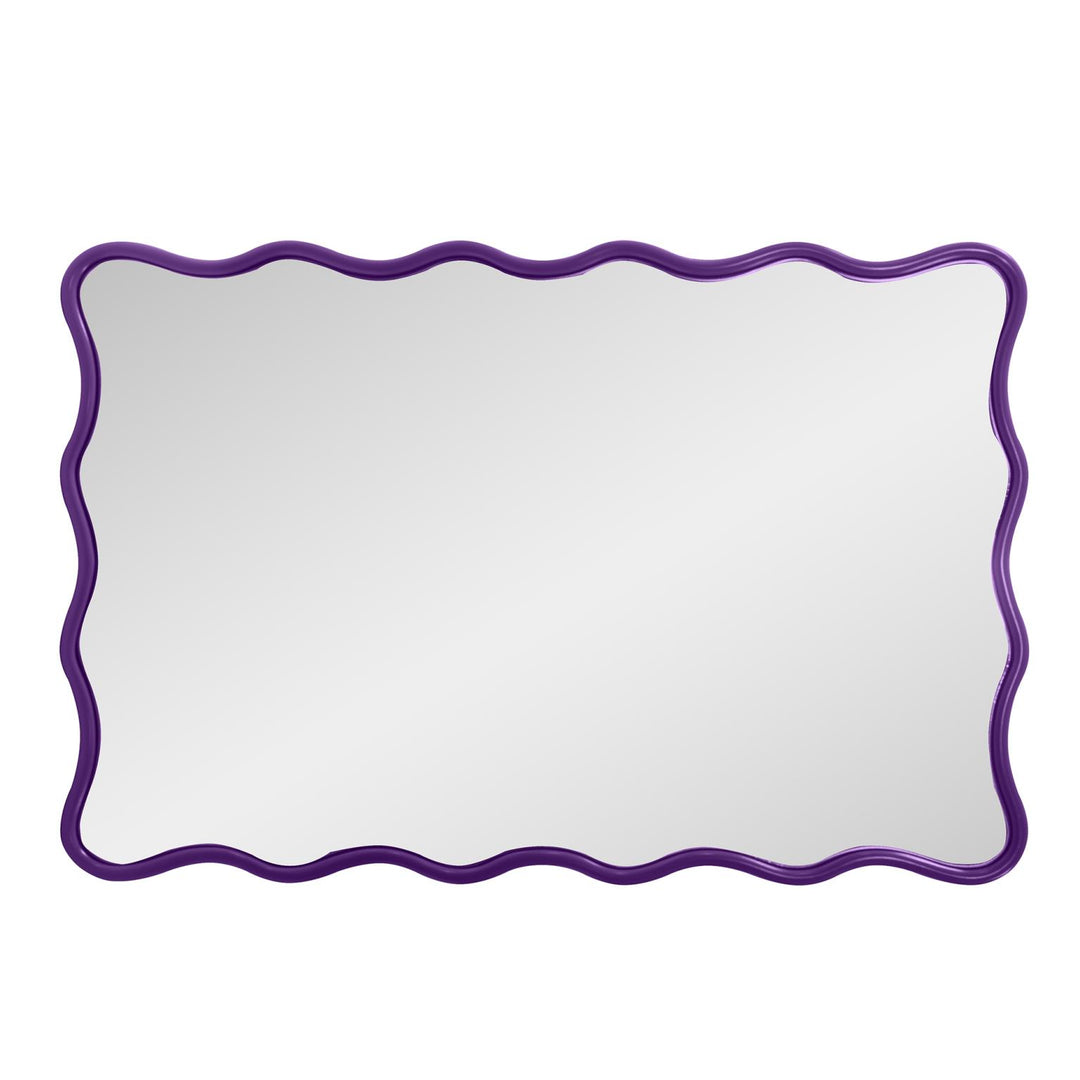 Howard Elliott Collection Maya Rectangular Waved Edge Mirror in Glossy Royal Purple