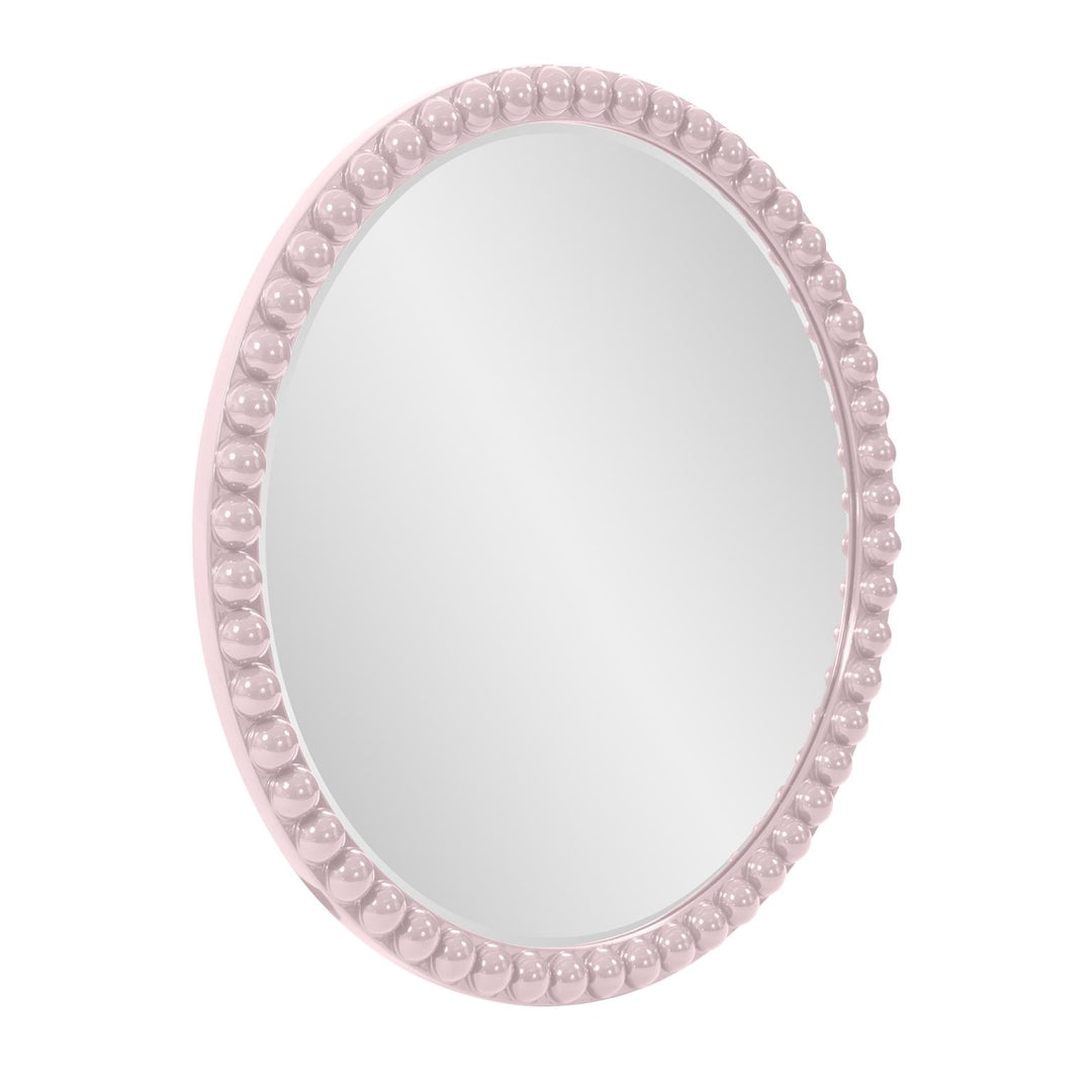 Howard Elliott Collection Varsha Round Oversized Beaded Mirror in Glossy Lilac