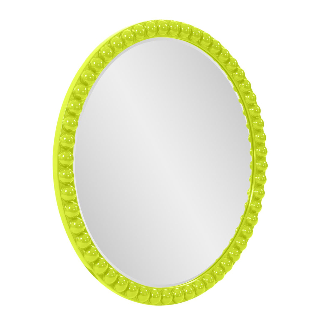 Howard Elliott Collection Varsha Round Oversized Beaded Mirror in Glossy Green