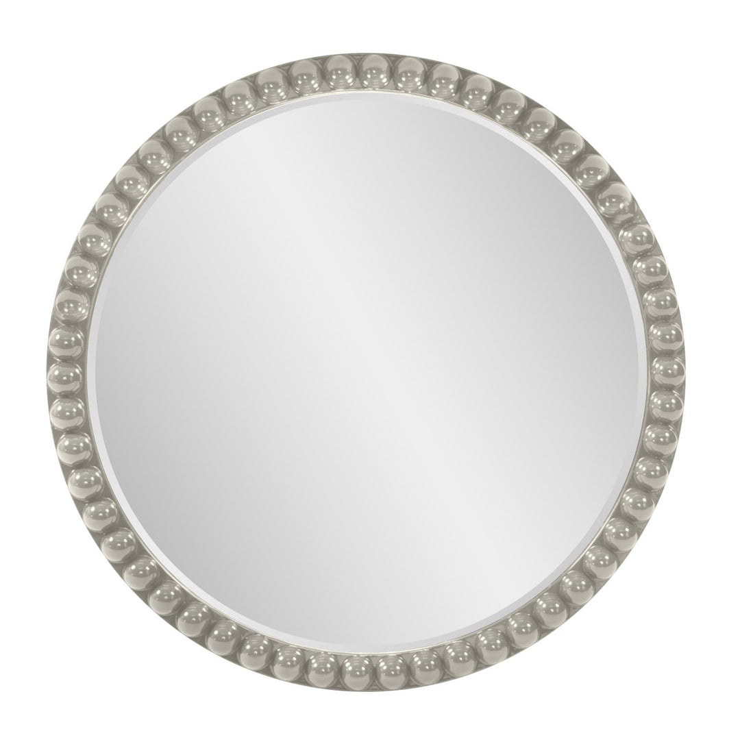 Howard Elliott Collection Varsha Round Oversized Beaded Mirror in Glossy Nickle