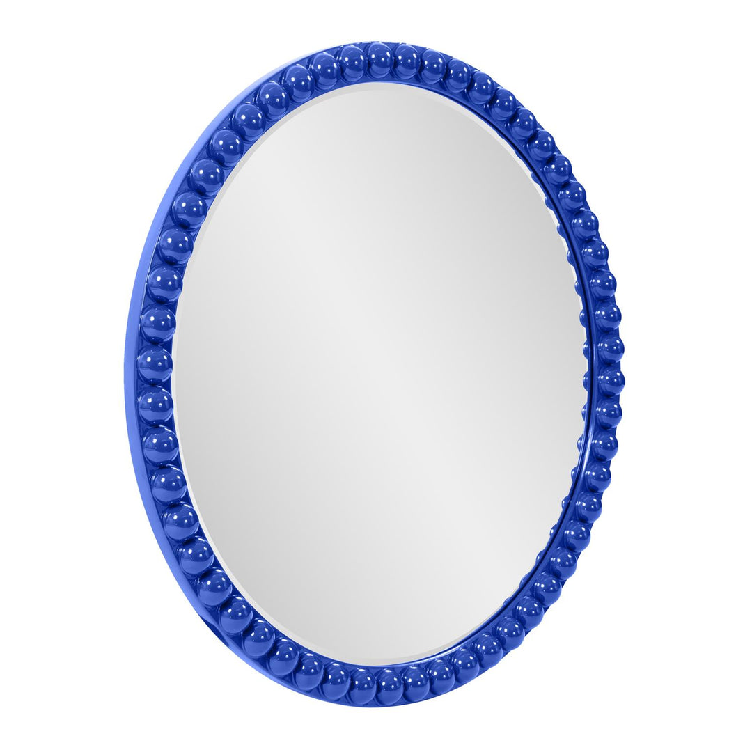 Howard Elliott Collection Varsha Round Oversized Beaded Mirror in Glossy Royal Blue