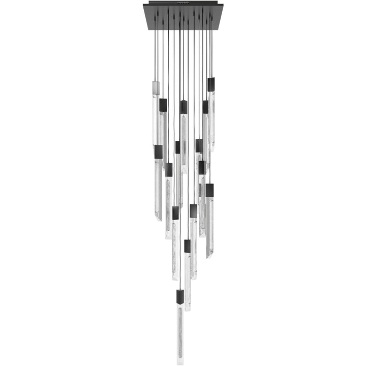 Avenue Lighting Alpine 15-Light 24"W LED Chandelier HF5415-BLK in Black/White Jade Crystal