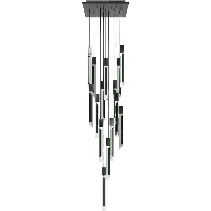 Avenue Lighting Alpine 15-Light 24"W LED Chandelier HF5415-BLK-JAD in Black/Black Jade Crystal