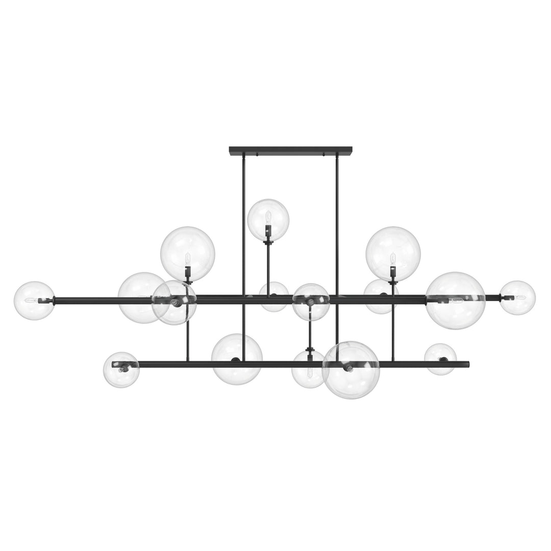 Avenue Lighting Delilah 16-Light 84"W Chandelier HF4216-BK in Black/Clear Glass
