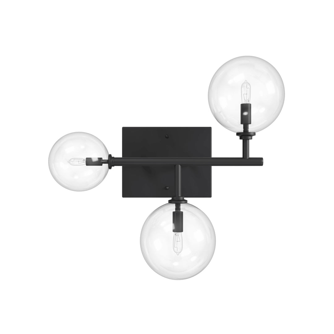 Avenue Lighting Delilah 3-Light 18"W Wall Sconce HF4203-BK in Black/Clear Glass view 2