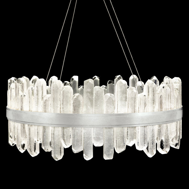 Fine Art Handcrafted Lighting Lior 30.5"W Round Pendant 882340 in Standard Silver Leaf (882340-1ST)