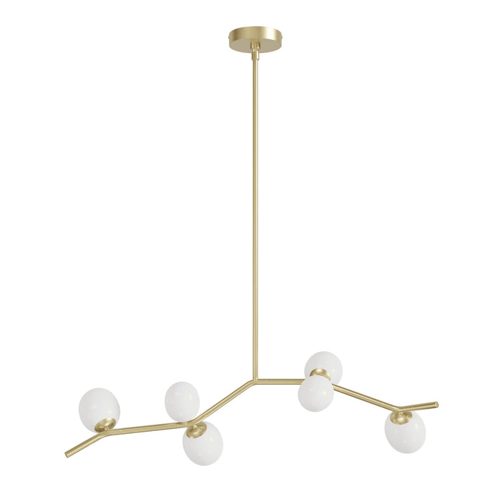 Avenue Lighting Hampton 6-Light 38"W Chandelier HF4806-WHT in Brushed Brass/White Glass