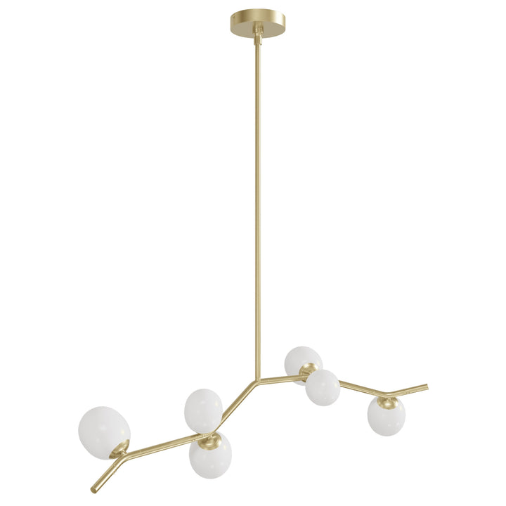 Avenue Lighting Hampton 6-Light 38"W Chandelier HF4806-WHT in Brushed Brass/White Glass view 2