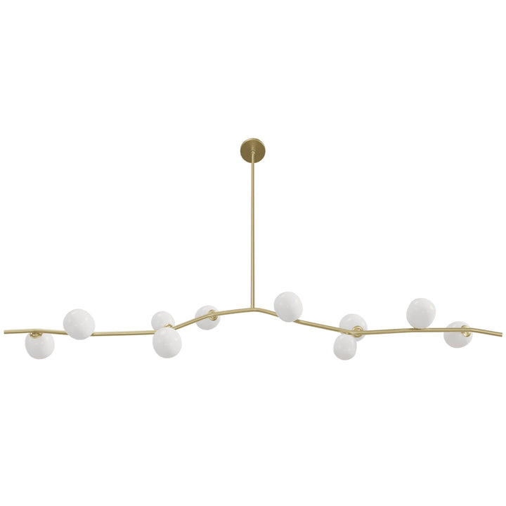 Avenue Lighting Hampton 10-Light 74"W Chandelier HF4810-WHT in Brushed Brass/White Glass view 2