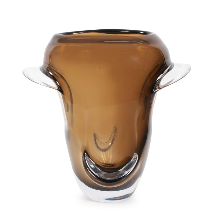 Howard Elliott Smokey Umber Flared Edged Glass Vase