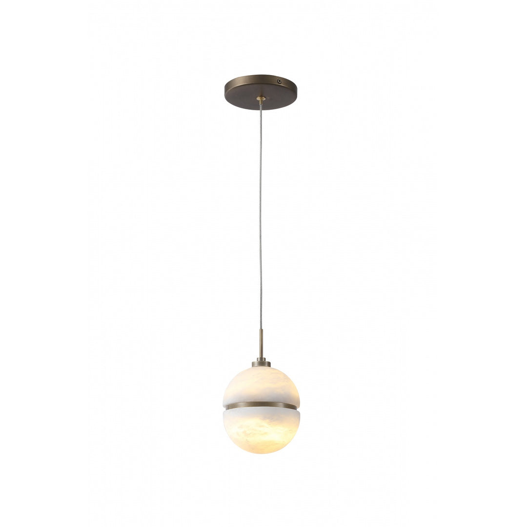 Avenue Lighting Sedona 1-Light 5"W Round Alabaster Pendant HF2900-AB in Aged Brass/Alabaster