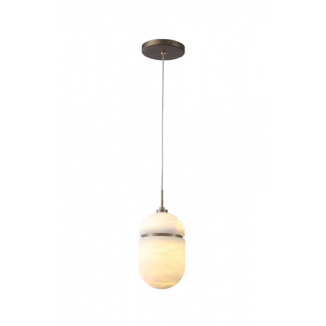 Avenue Lighting Sedona 1-Light 5"W Oval Alabaster Pendant HF2901-AB in Aged Brass/Alabaster