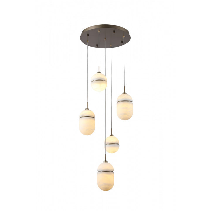 Avenue Lighting Sedona 5-Light 16"W Alabaster Chandelier HF2905-AB in Aged Brass/Alabaster