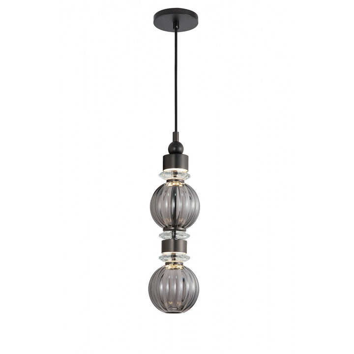 Avenue Lighting Avra 18"H Stacked LED Pendant HF7902-BK in Black/Smoked Glass