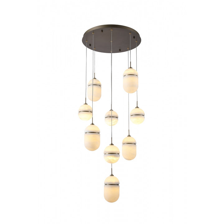 Avenue Lighting Sedona 9-Light 20"W Alabaster Chandelier HF2909-AB in Aged Brass/Alabaster
