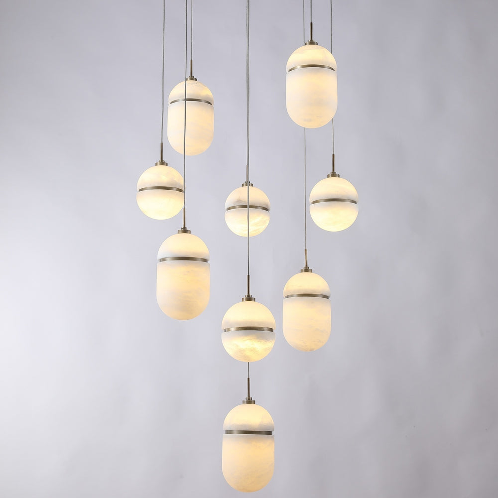 Avenue Lighting Sedona 9-Light 20"W Alabaster Chandelier HF2909-AB in Aged Brass/Alabaster view 2