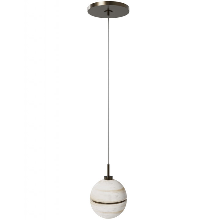 Avenue Lighting Sedona 1-Light 5"W Round Alabaster Pendant HF2900-AB in Aged Brass/Alabaster view 3