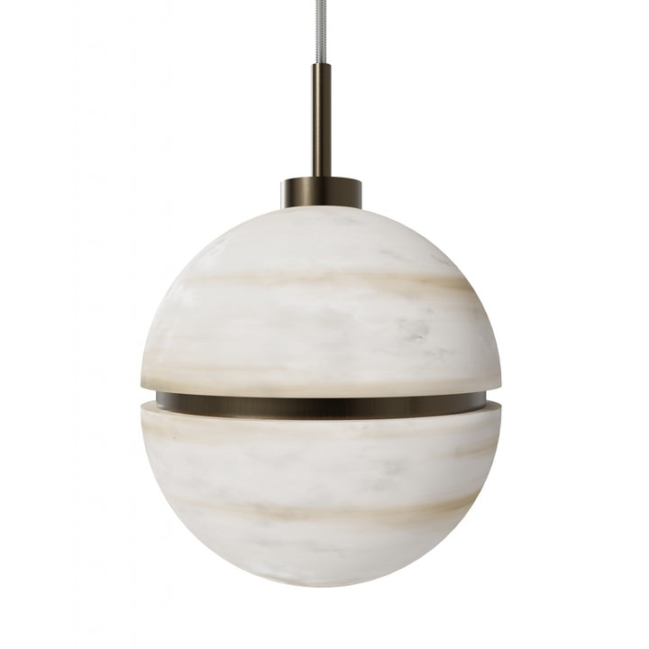 Avenue Lighting Sedona 1-Light 5"W Round Alabaster Pendant HF2900-AB in Aged Brass/Alabaster view 5
