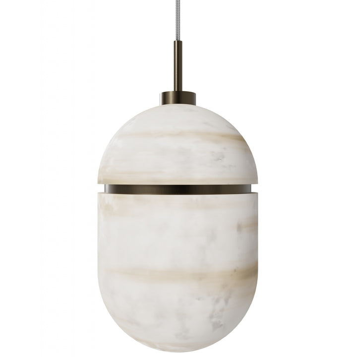 Avenue Lighting Sedona 1-Light 5"W Oval Alabaster Pendant HF2901-AB in Aged Brass/Alabaster view 4