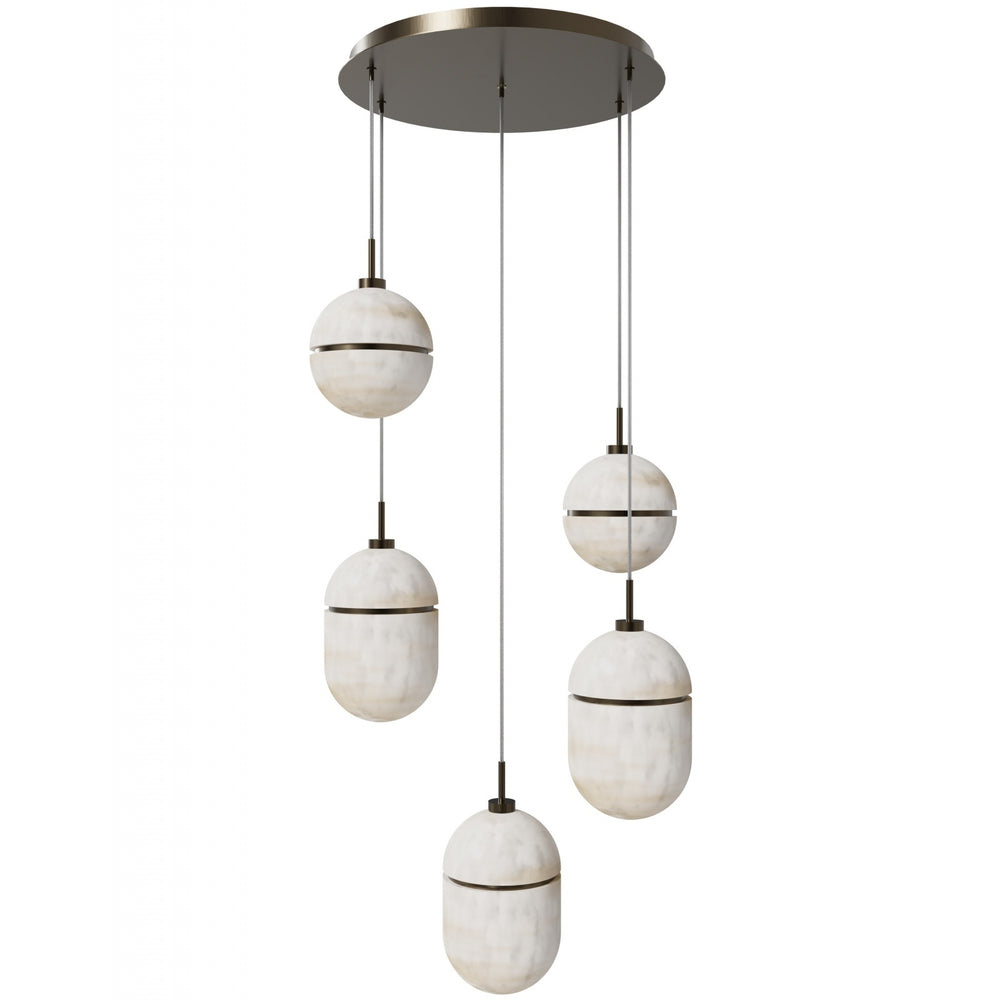 Avenue Lighting Sedona 5-Light 16"W Alabaster Chandelier HF2905-AB in Aged Brass/Alabaster view 3