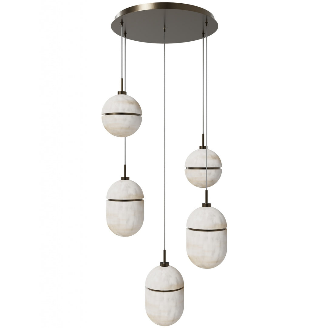 Avenue Lighting Sedona 5-Light 16"W Alabaster Chandelier HF2905-AB in Aged Brass/Alabaster view 3