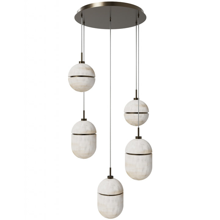 Avenue Lighting Sedona 5-Light 16"W Alabaster Chandelier HF2905-AB in Aged Brass/Alabaster view 3