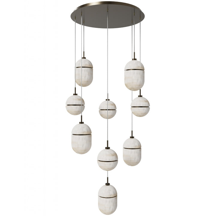 Avenue Lighting Sedona 9-Light 20"W Alabaster Chandelier HF2909-AB in Aged Brass/Alabaster view 3