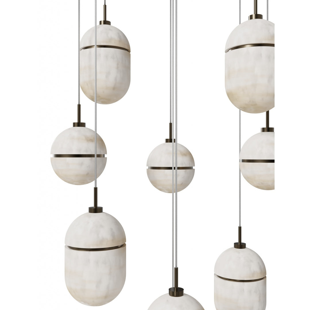 Avenue Lighting Sedona 9-Light 20"W Alabaster Chandelier HF2909-AB in Aged Brass/Alabaster view 4