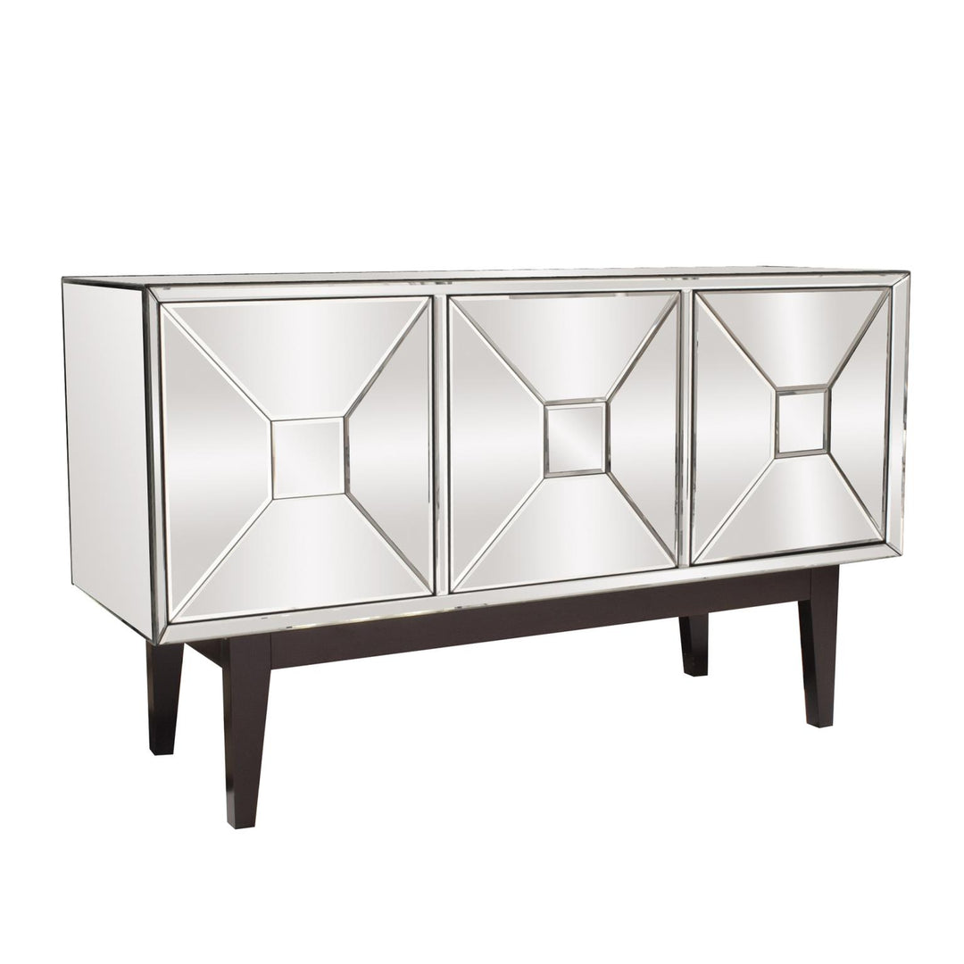 Howard Elliott Collection Mirrored Cabinet with 3 Pyramid Shaped Doors