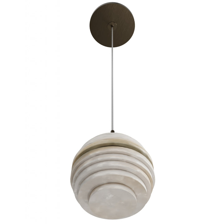 Avenue Lighting Sedona 1-Light 5"W Round Ribbed Alabaster Pendant HF2902-AB in Aged Brass/Alabaster view 3
