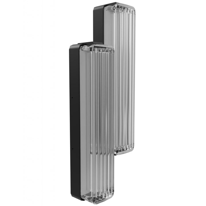 Avenue Lighting Fremont 2-Light LED Wall Sconce HF7882-BK in Black/Clear Ribbed Glass