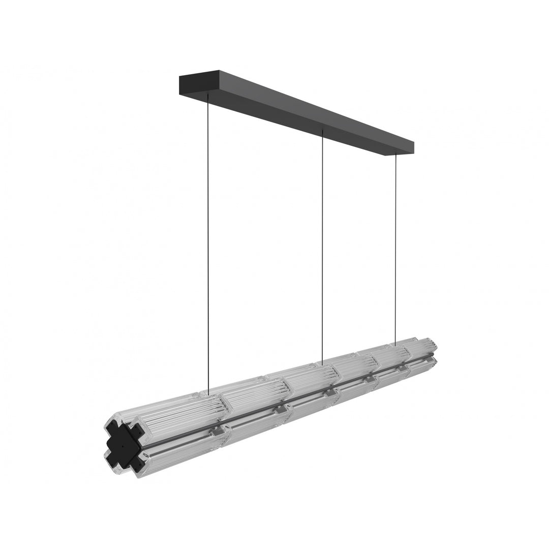 Avenue Lighting Fremont 78"W Linear LED Pendant HF7886-BK in Black/Clear Ribbed Glass view 2