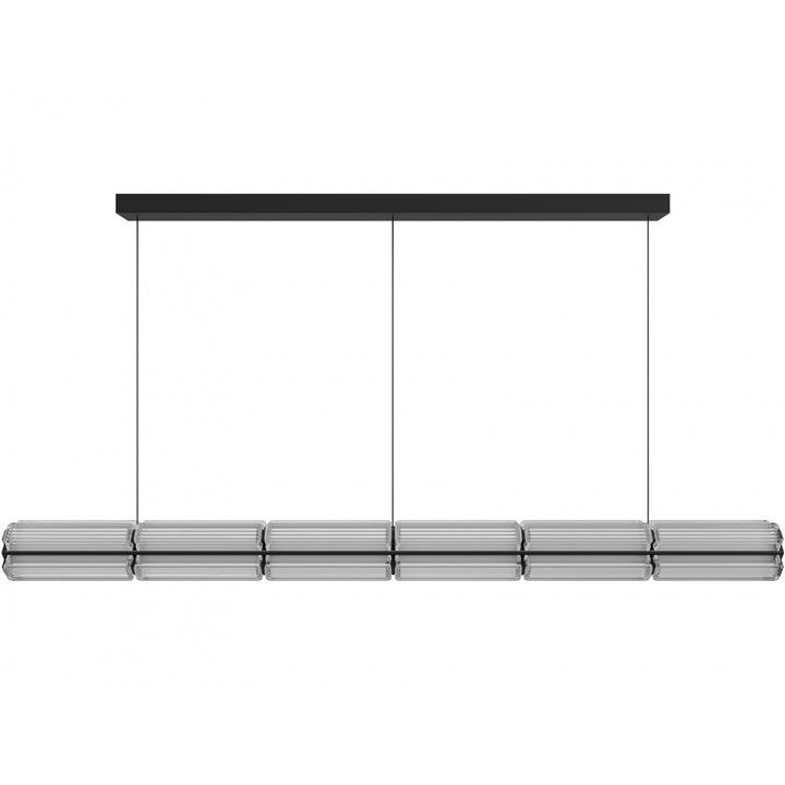 Avenue Lighting Fremont 78"W Linear LED Pendant HF7886-BK in Black/Clear Ribbed Glass